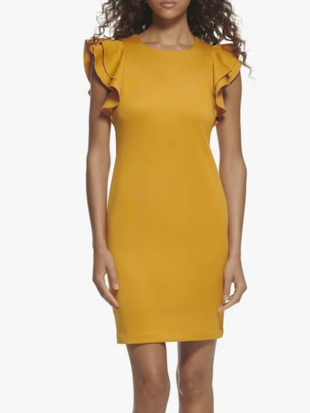 Tommy Hilfiger Mustard Flutter Sleeve Sheath Dress